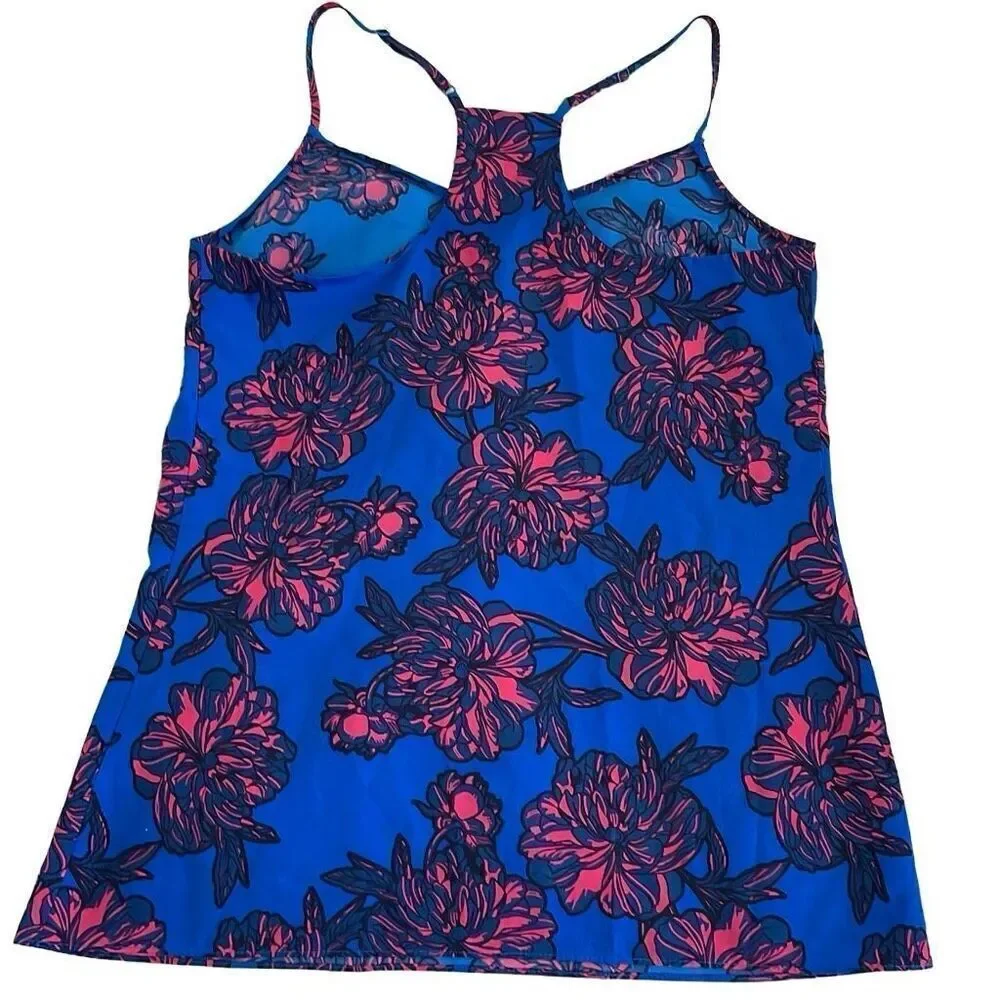 J. Crew Blue Pink Modern Floral Print Camisole - Size 0